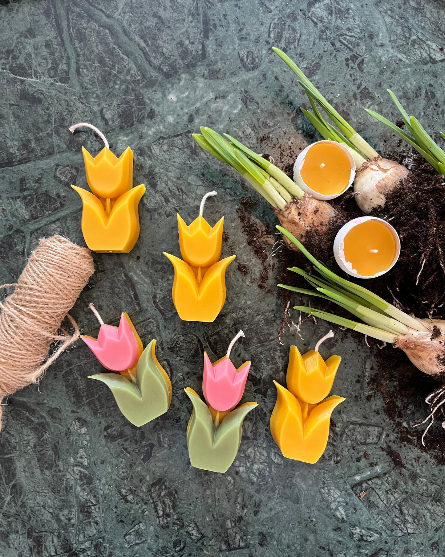 Bivokslys formet som en tulipan