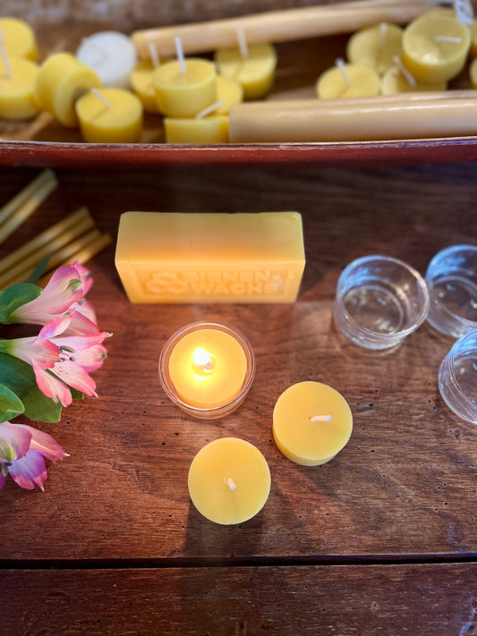 Bivoks Telys Sett | Glassholder og 3 stk Telys