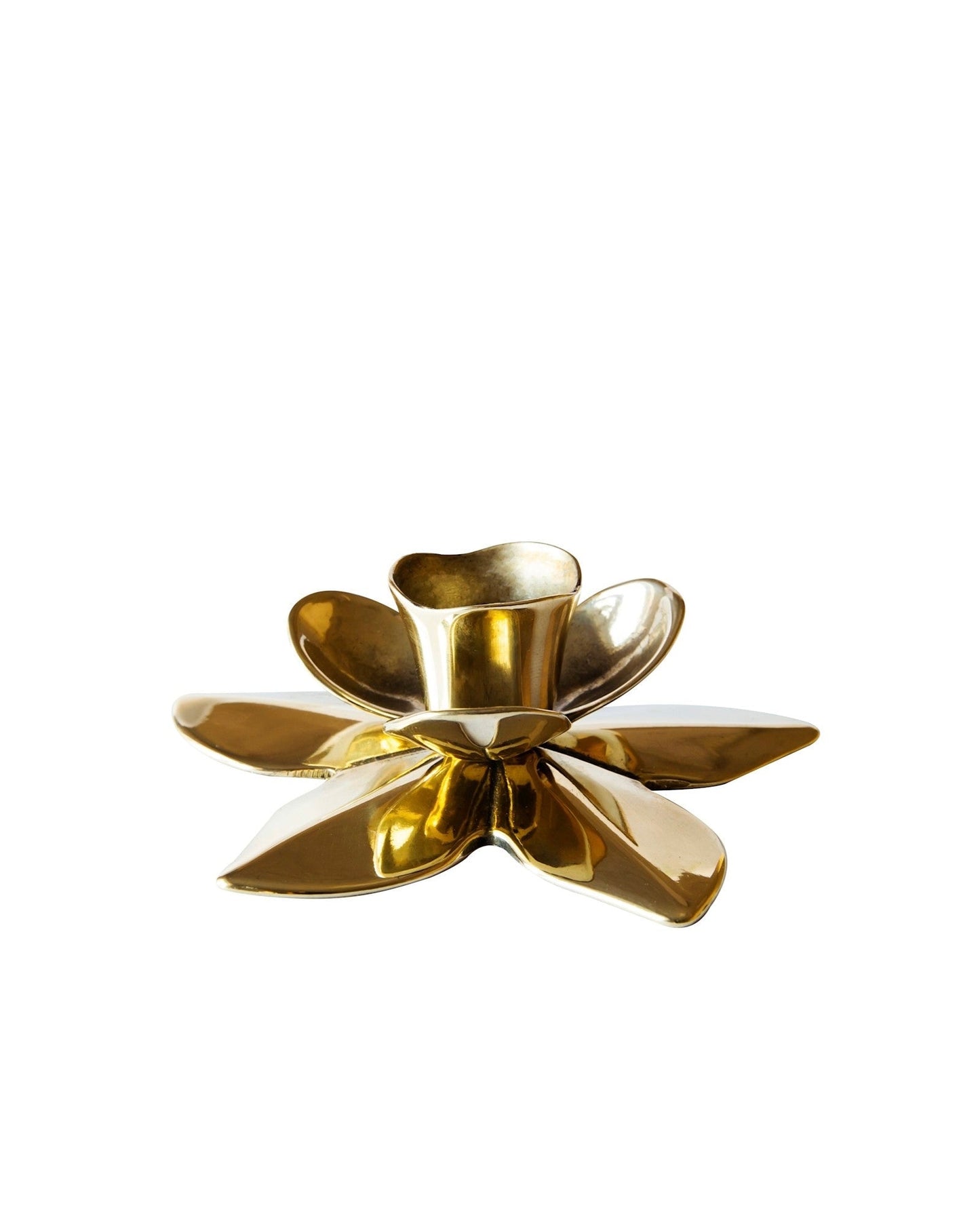 Italiensk "Flower" Art Deco lysestake i messing - passer til kronelys - eld naturlys