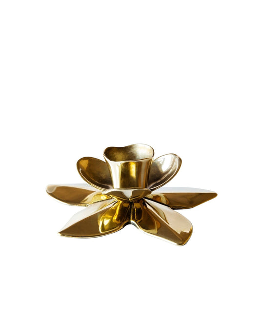 Italiensk "Flower" Art Deco lysestake i messing - passer til kronelys - eld naturlys